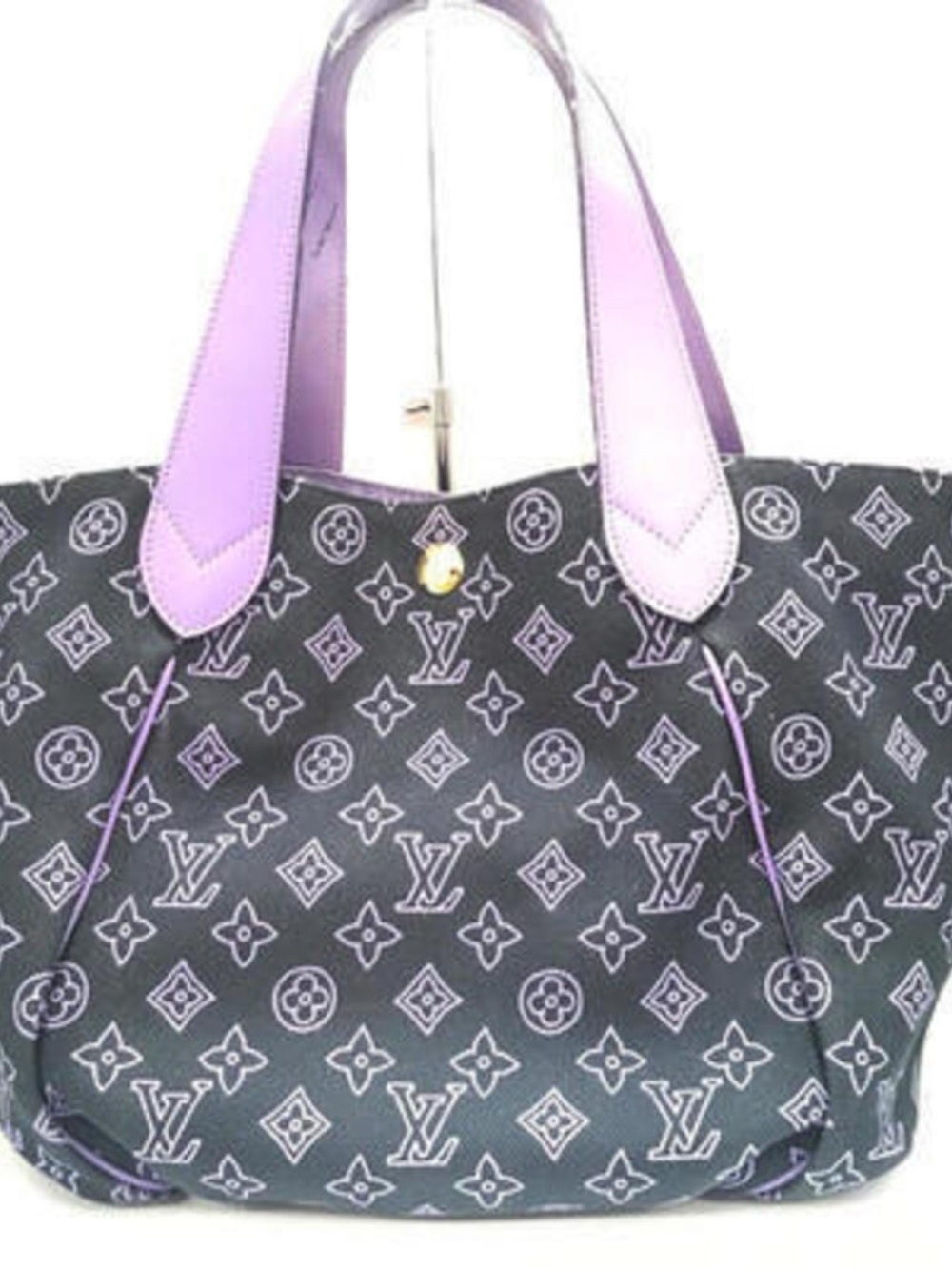 Louis Vuitton Black Tote with Lavender Monogram & Lavender Handles l